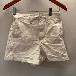 Madewell Womens XS Cream Cotton Linen Blend High Rise Utility Shorts Off White
